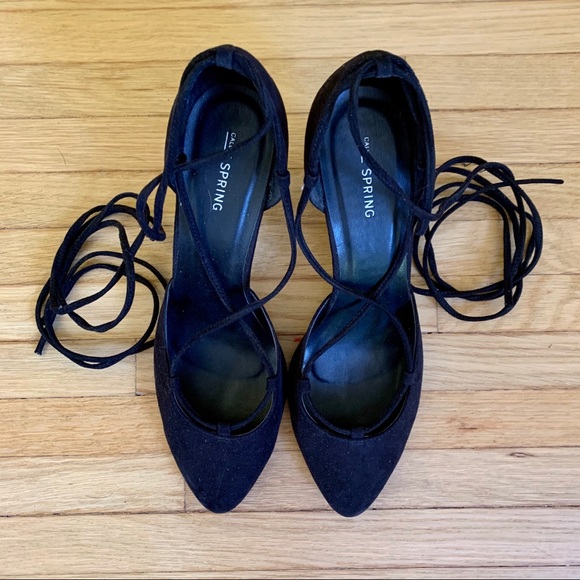 Call It Spring Black Coltona Lace Up Heels - Picture 5 of 7